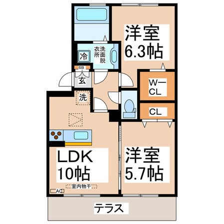 植木五両 徒歩3分 1階の物件間取画像